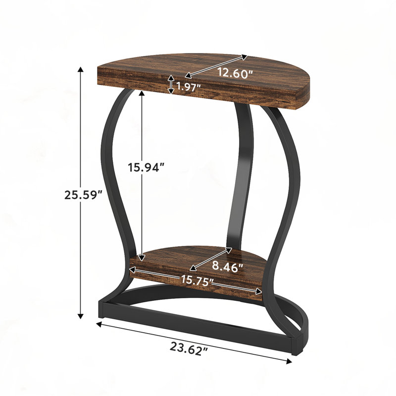 23.6" Half-Round End Table