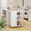 Modern Solid Wood Top Kitchen Island, Large Rolling Kitchen Cart with Drawers and Cabinet, Mobile Kitchen Table with Hooks & Towel Rack, Locking Casters-949392972