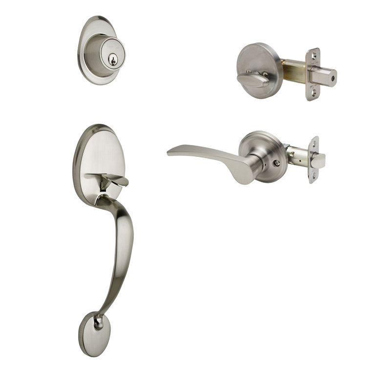 Colonial Handleset with Deadbolt and Door Lever and Rosette