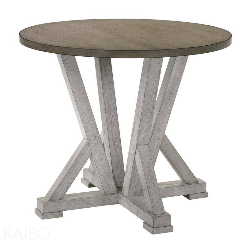 Antique Rustic Counter Height Dining Table Two-Tone Solid Wood