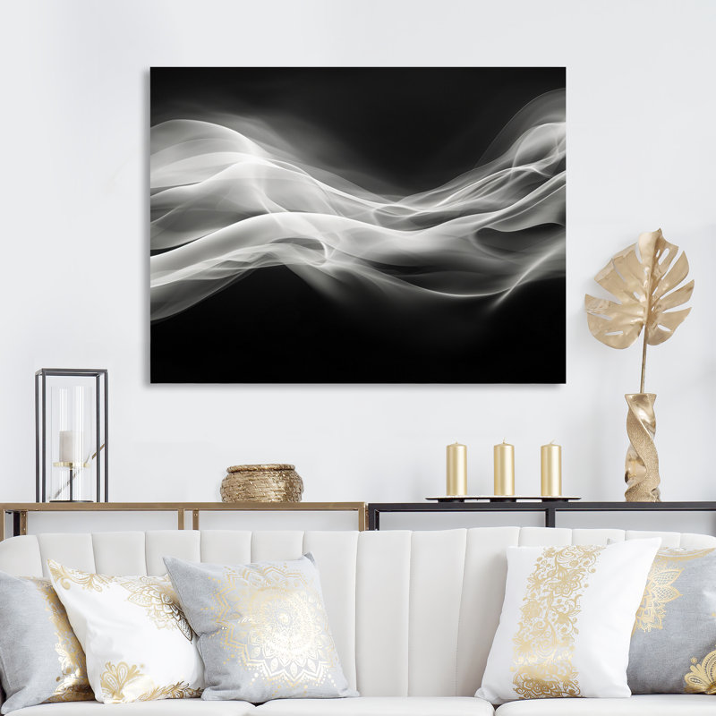Noir blanc abstrait contemplatif III - impression, H 24 po x l 32 po x P 1 po, Toile tendue