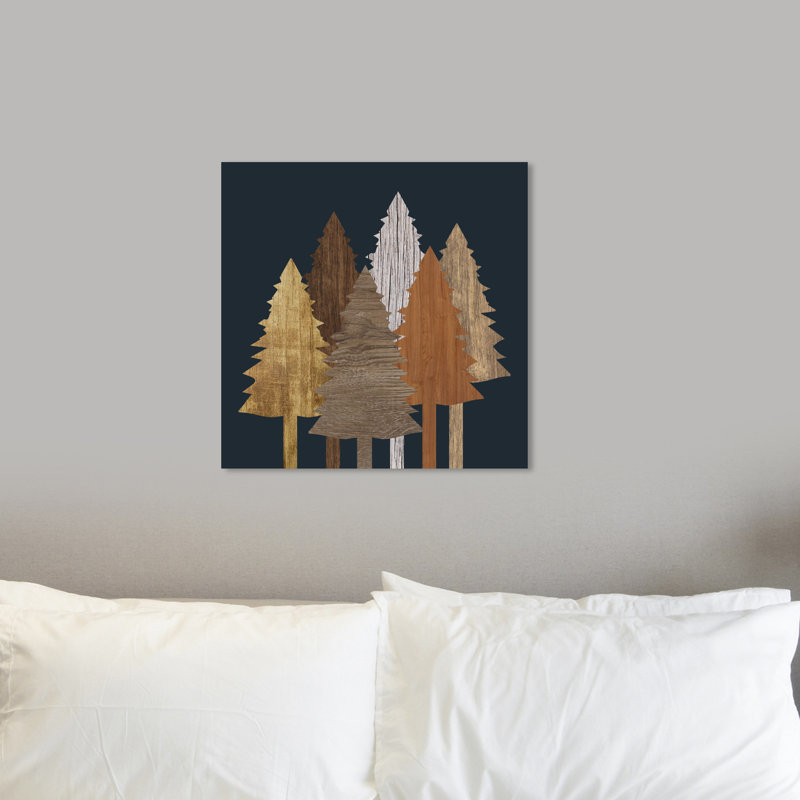 " Wooden Trees " Painting Print, 12" H x 12" W x 0.5" D, Canvas