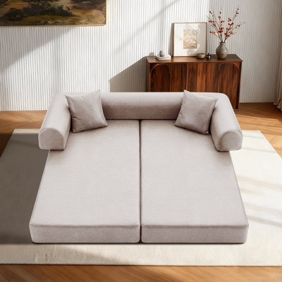 Canapé-lit pliant Boneless 4-en-1, canapé-lit de 78 po en faux cuir, causeuse avec lit escamotable, canapé de plancher, futon, canapé-lit modulaire pour salon, salon, chambre à coucher