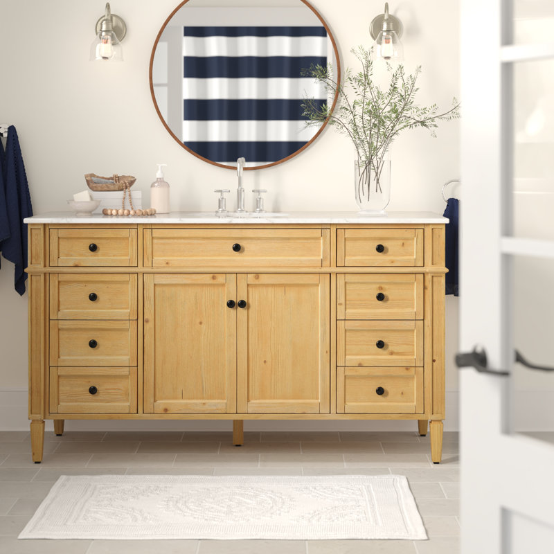 Ensemble de meuble-lavabo simple 60 "Rivers, Bois naturel