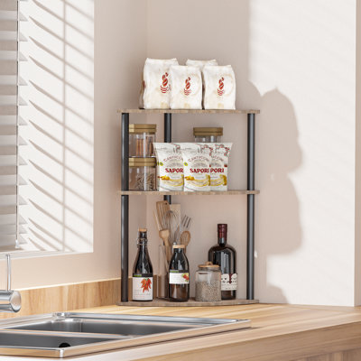 Étagère de cuisine en bois et métal