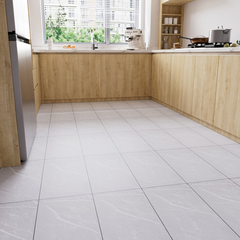 30 x 60cm Set of 28 Stone-effect Self-adhesive PVC Flooring, Grey