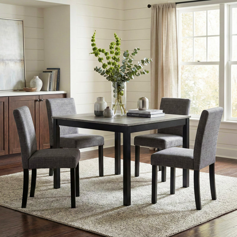 5-Piece Wooden Dining Table Set, 29.8" H x 39" W x 39" D