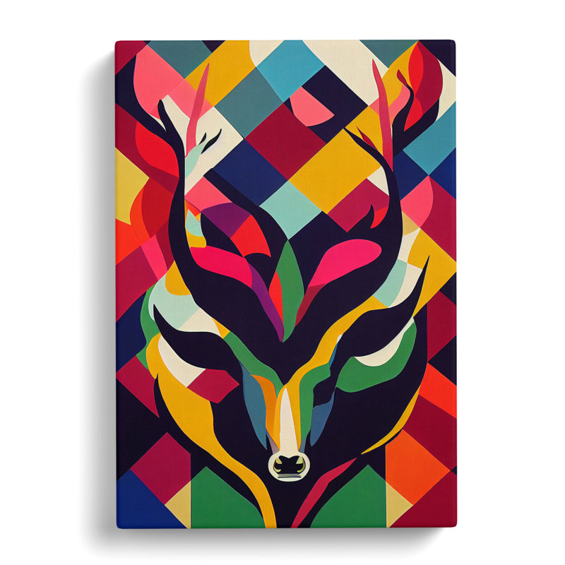 Abstract Stag Art No.5 - Wrapped Canvas, 60cm H x 40cm W x 3cm D