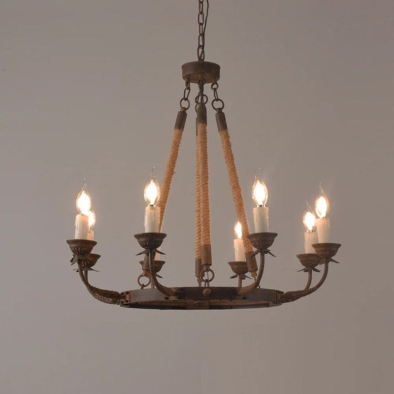 Payne 8 - Light Waggon Wheel Chandelier