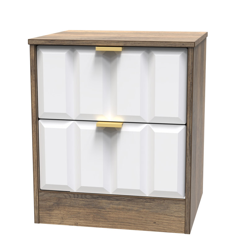 Doss 45cm W Manufactured Wood Bedside Table, White Matt/Vintage Oak