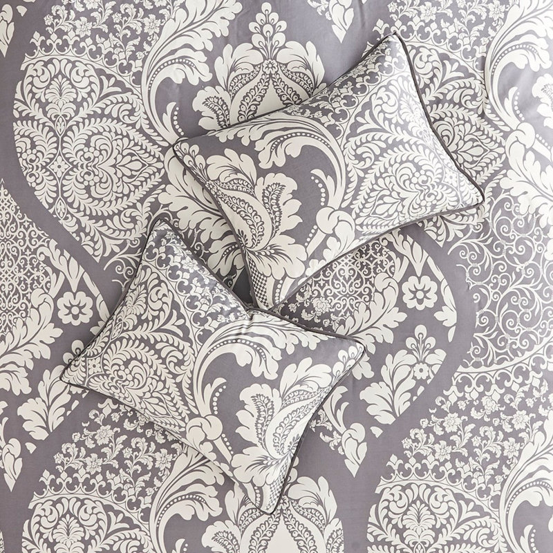 Ensembles de literie de luxe 7 pièces, édredon en coton gris pour la maison