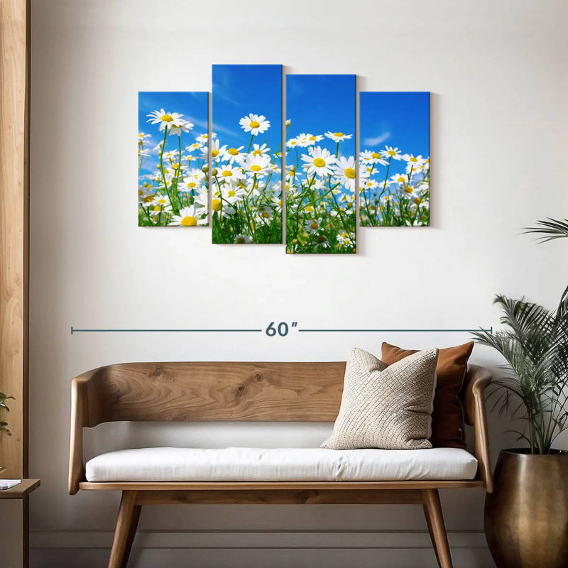 Pré de marguerites blanches, H 27 po x l 43 po