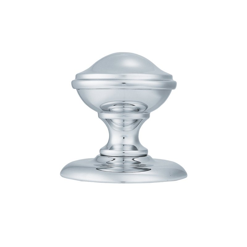 Dudelange Victorian Round Centre Door Knob, Polished Chrome