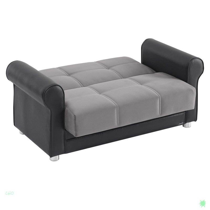Causeuse convertible avec rangement Collection, PU, Noir/gris