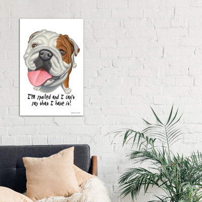 Bulldog With Sign - Print on Canvas