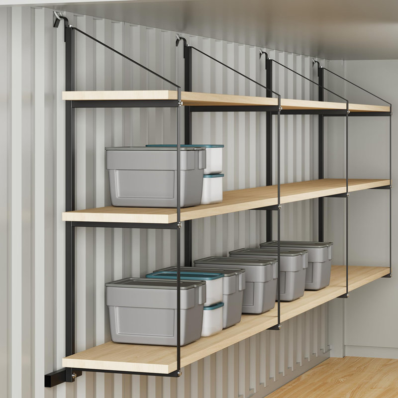 Support de rangement pour 4 pièces, système de rangement en acier robuste à 3 niveaux, thermolaqué noir, capacité de 1 100 lb pour le garage, l'entrepôt et les contenants