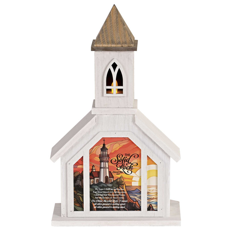 Church Figurine The Solid Rock 13H