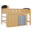 Lit mezzanine double avec armoire de rangement, garde-robe et DEL, lit mezzanine en bois massif avec échelle, garde-corps pour les adolescents-123140283
