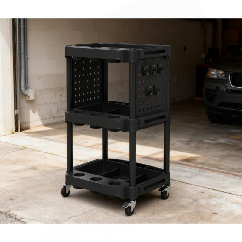 Rolling Tool Cart, Capacity Plastic Utility Cart,With Side Shelves,For Garage, Workshop