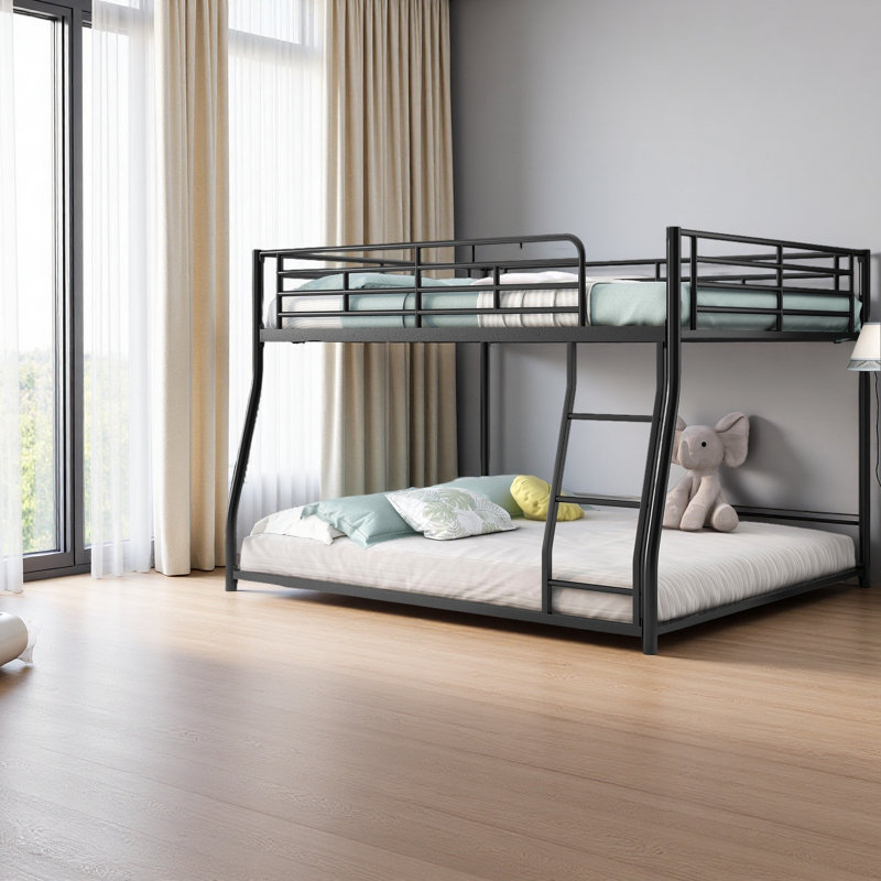 Metal Floor Bunk Bed, Full XL Over Queen, Full XL over Queen