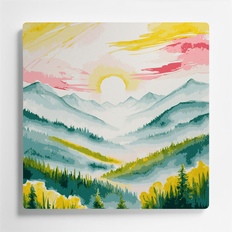 Aquarelle paysage 83, art mural en métal beige, H 12 po x l 12 po