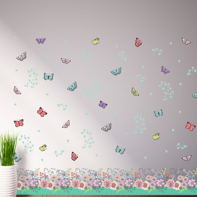 Flowers, Butterflies Skirting Kids Wall Sticker