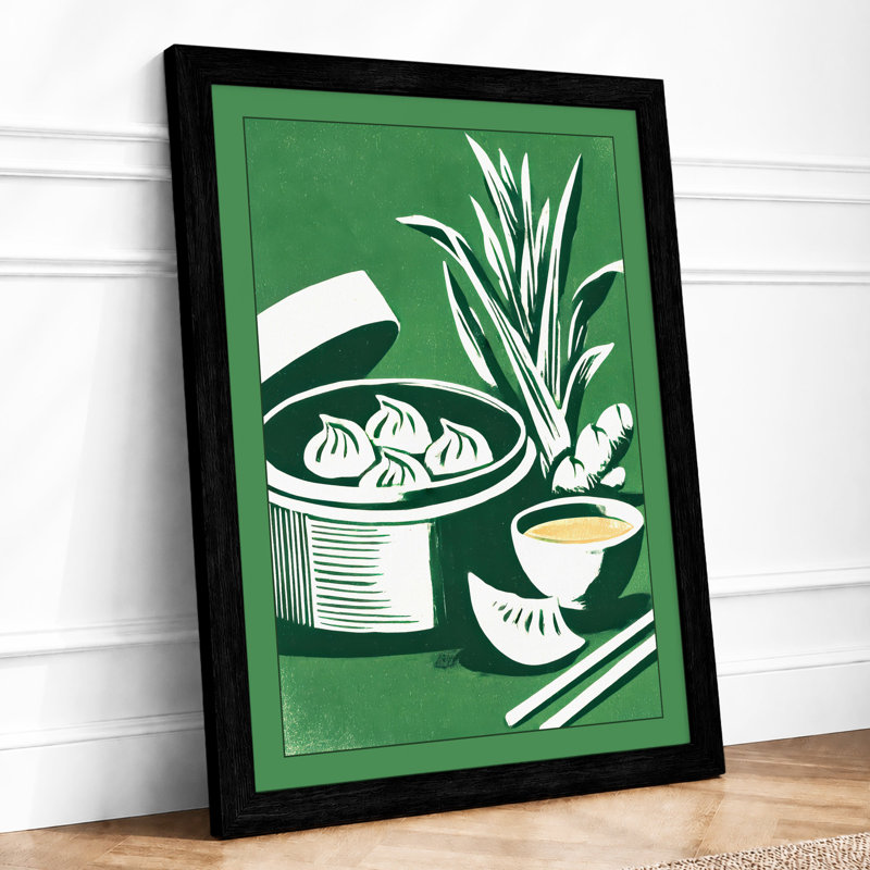 Dumplings And Broth Japandi - Print, A4 - 29.7 x 21.0 cm, Black