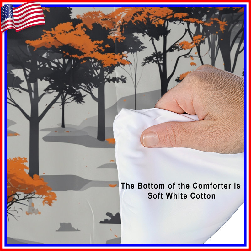 Orange And Black Trees Comforter, Twin Extra Long