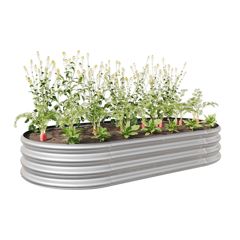 Stavya Metal Raised Garden Bed, Silver, 11.42" H x 88.98" W x 44.68" D