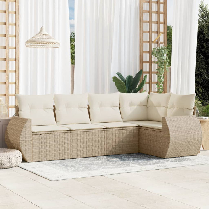 Ensemble de canapé de jardin Vidaxl Beige PE rotin standard modulaire