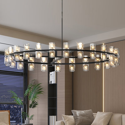 48 pouces en cristal pour la décoration intérieure, design noir luxueux, éclairage à DEL, plafonnier, câblé, 48 W 3, écoénergétique, distribution uniforme, blanc chaud 2700 K, salon et salle à manger design