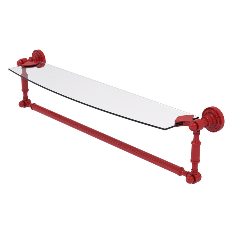 Tablette de meuble-lavabo en verre avec barre à serviettes intégrée Dottingham, H 5 po x l 24 po x P 5 po, Rouge pompier