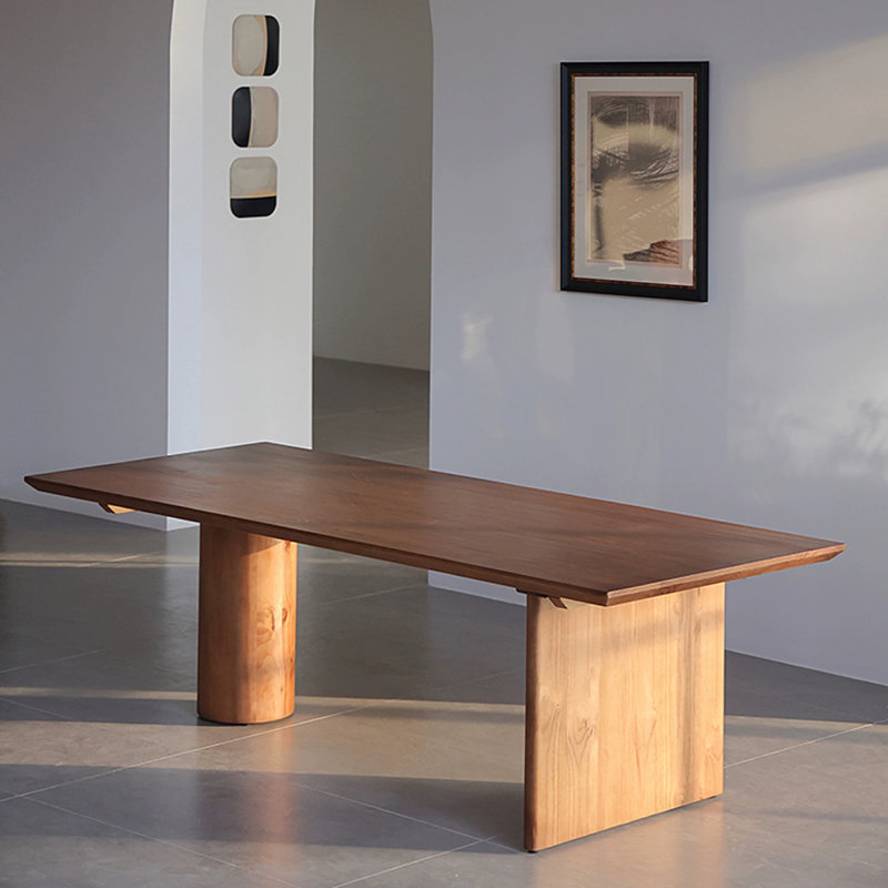 Table de salle à manger rectangulaire en bois massif brun, H 29,53 po x L 70,87 po x l 31,50 po