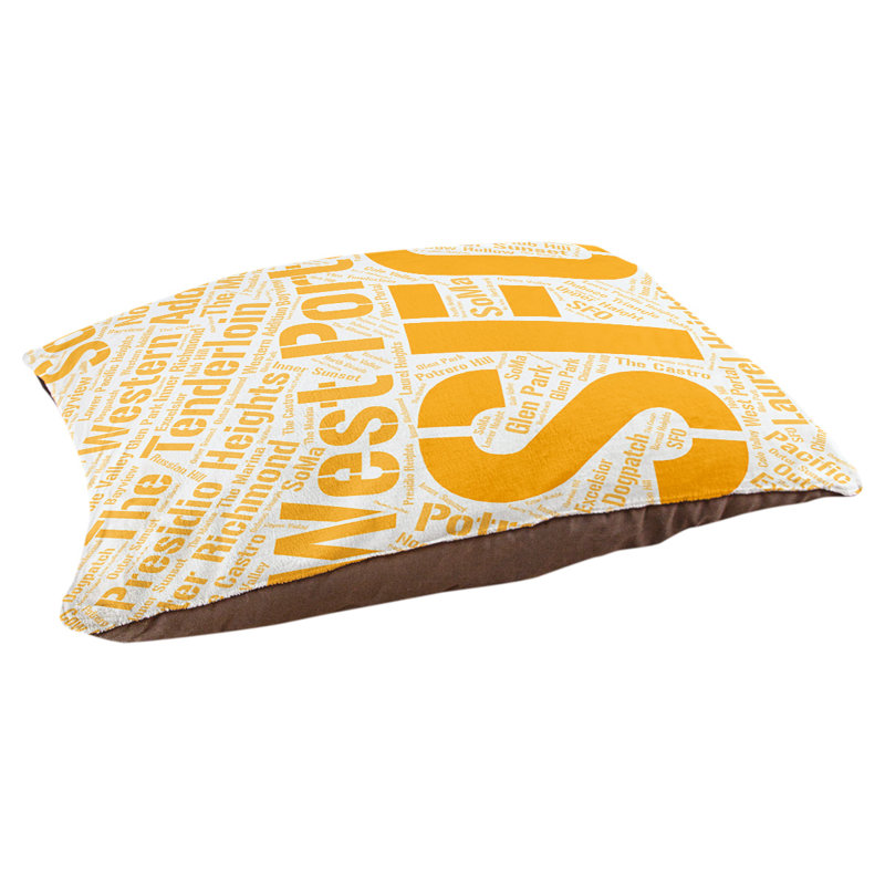 Coussin de chien « districts », Moyen (H 9,5 po x l 28 po x P 18 po), Orange, San Francisco