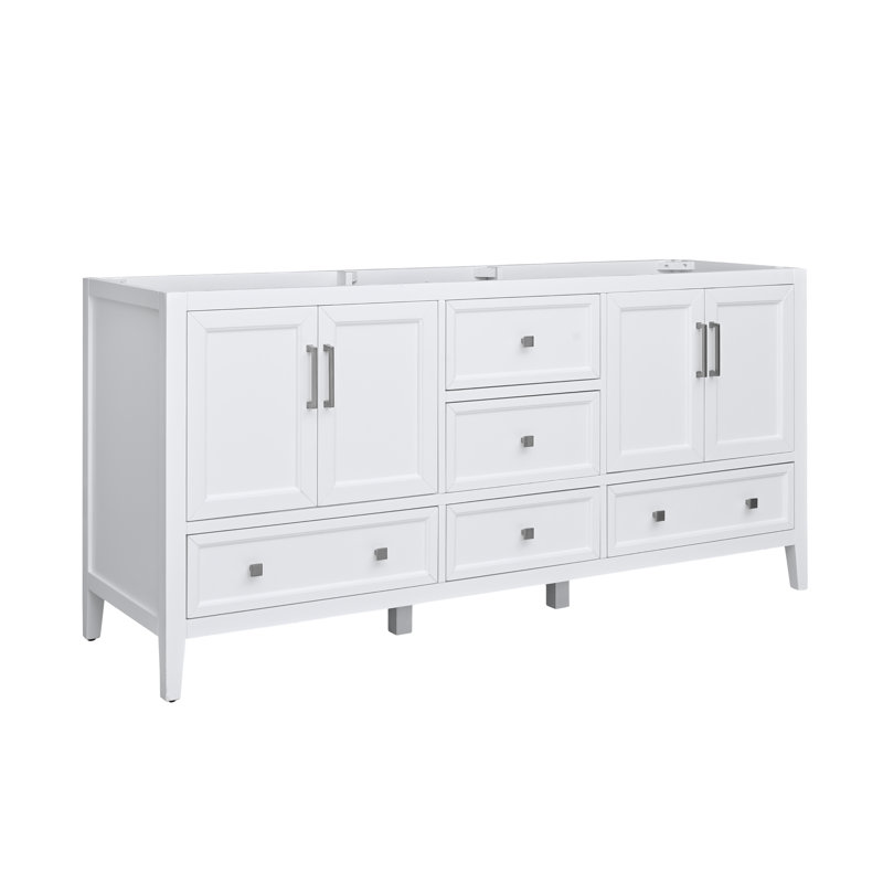 Everette 72'' W Double Bathroom Vanity Base, White
