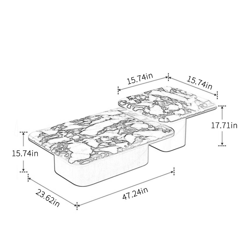 Combinaison de table basse minimaliste Design, H 15,74 po x L 47,24 po x l 23,62 po