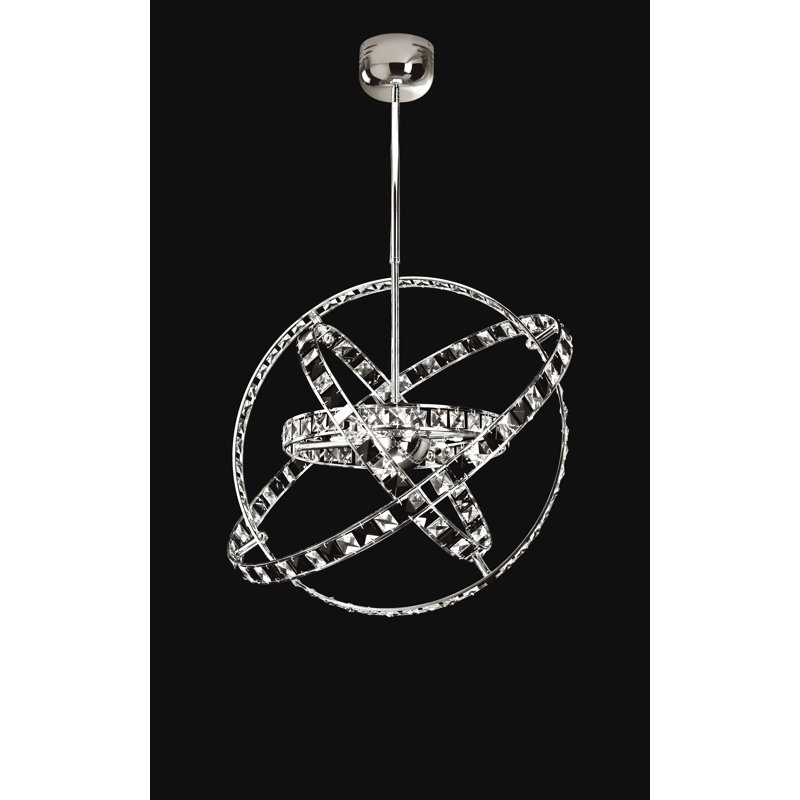 10-Light Geometric Pendant, Crystal, black and polished chrome