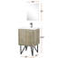 Meuble-lavabo rustique de 61 cm de large pour salle de bain, comptoir en quartz blanc, robinet en métal et miroir de 46 cm - Surface résistante aux rayures et aux taches pour une durabilité accrue.