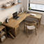 Bureaux en bois massif brun en forme de L-107198179-107198178