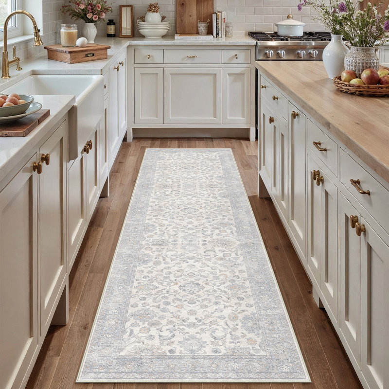 Tapis Lume Classic d'inspiration persane, bleu pâle, Bleu, Tapis de couloir 2 pi x 8 pi