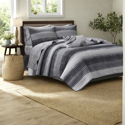 Ensembles de literie noirs confortables avec courtepointe en microfibre pour maison moderne