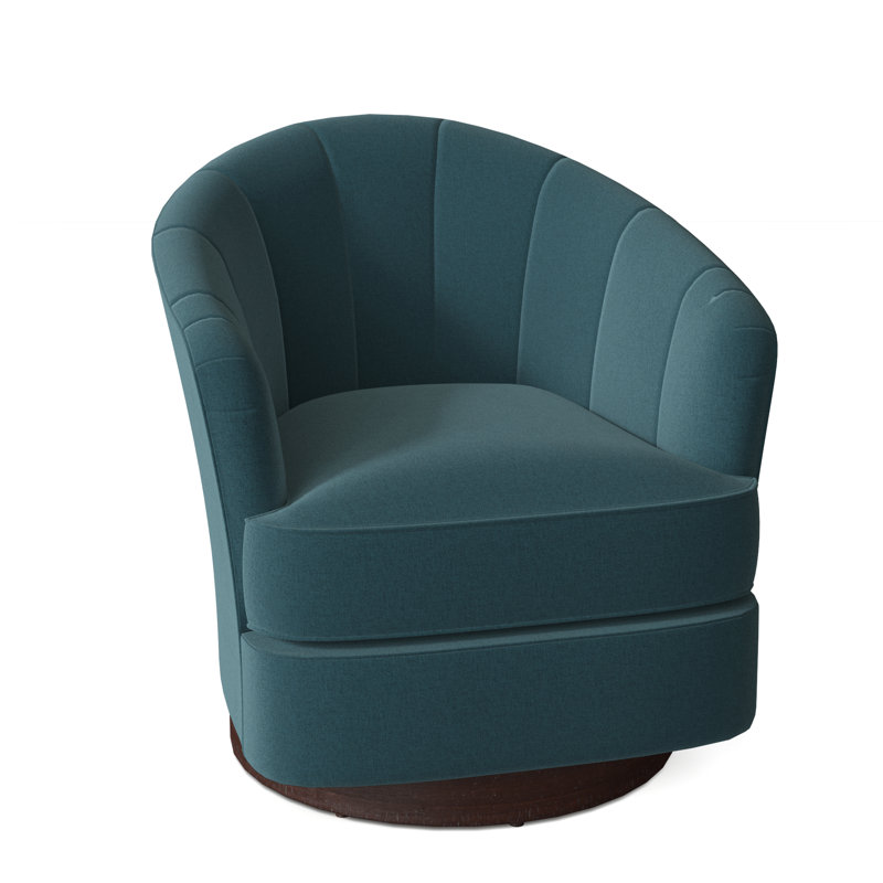 Tipsy Upholstered Swivel Barrel Chair, Turquoise (8789 91), Nickel