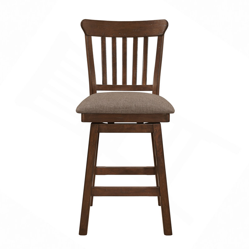 Ensemble de 2 chaises pivotantes à hauteur de comptoir en bois rembourrées