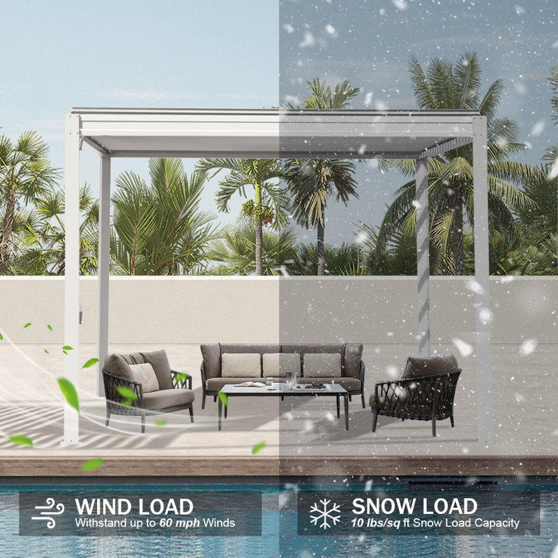 10 Ft. W x 10 Ft. D Aluminum Pergola, White