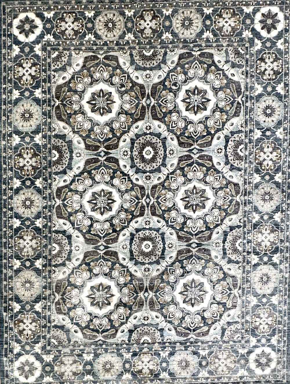 proprietary patterns southwestern hand knotted wool area rug in heron denim