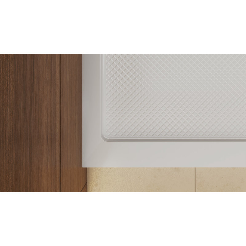 DreamLine SlimLine 32 inch D x 54 inch W x 2 3/4 inch H Single Threshold White Alcove Shower Base with 2 inch Chrome Center Round Drain