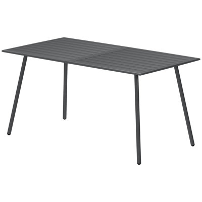 Rectangle Patio Dining Table for 6 Person, Outdoor Table, Grey