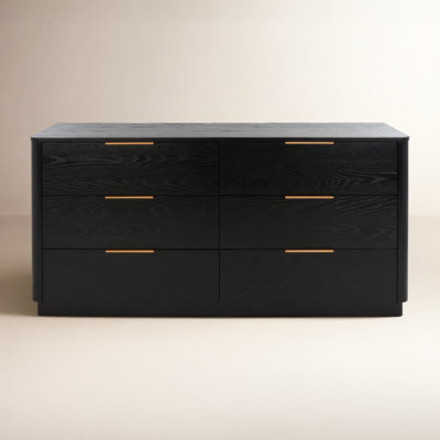 Tahani 58" W 6-Drawer Horizontal Rubberwood Double Dresser