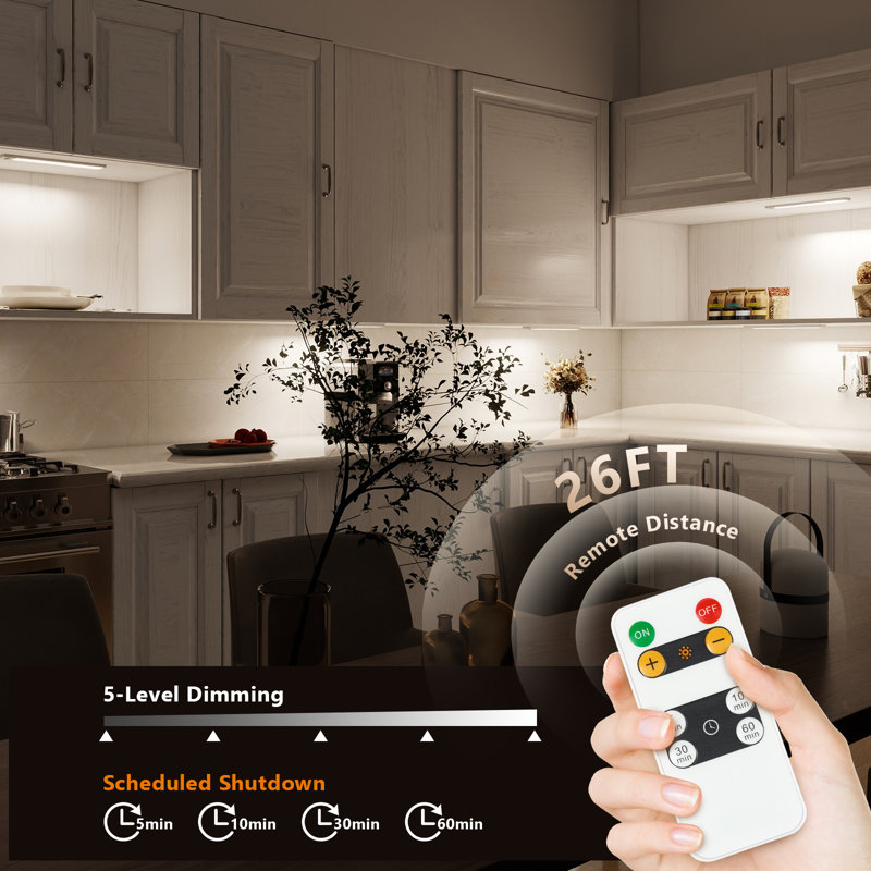 3 Packs 12 inch Rechargeable Under Cabinet Light Motion Sensor, 4000K Dimmable with Remote Control