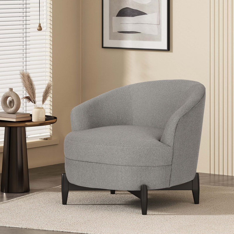 Hannon 29.5" Wide Polyester Armchair, Gray Fabric 1